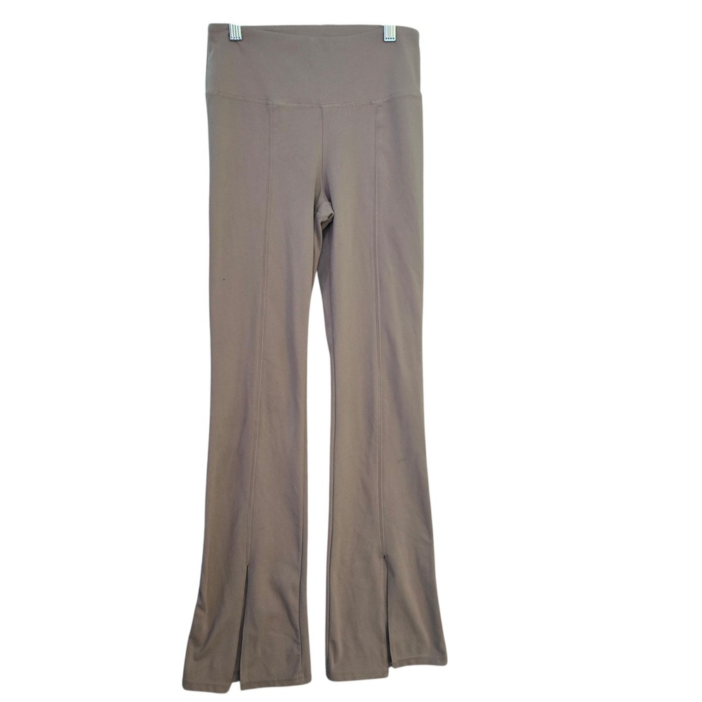 Jessica Simpson Active Taupe High Waisted Flare Leggings‎ Front Slit Small